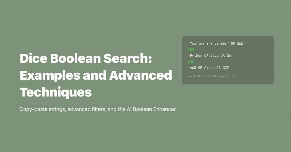 Dice Boolean Search: Examples and Advanced Techniques (2026)